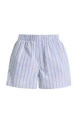 With Nothing Underneath With Nothing Underneath Exclusive The Boxer Striped Cotton Seersucker Shorts