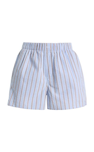 With Nothing Underneath With Nothing Underneath Exclusive The Boxer Striped Cotton Seersucker Shorts