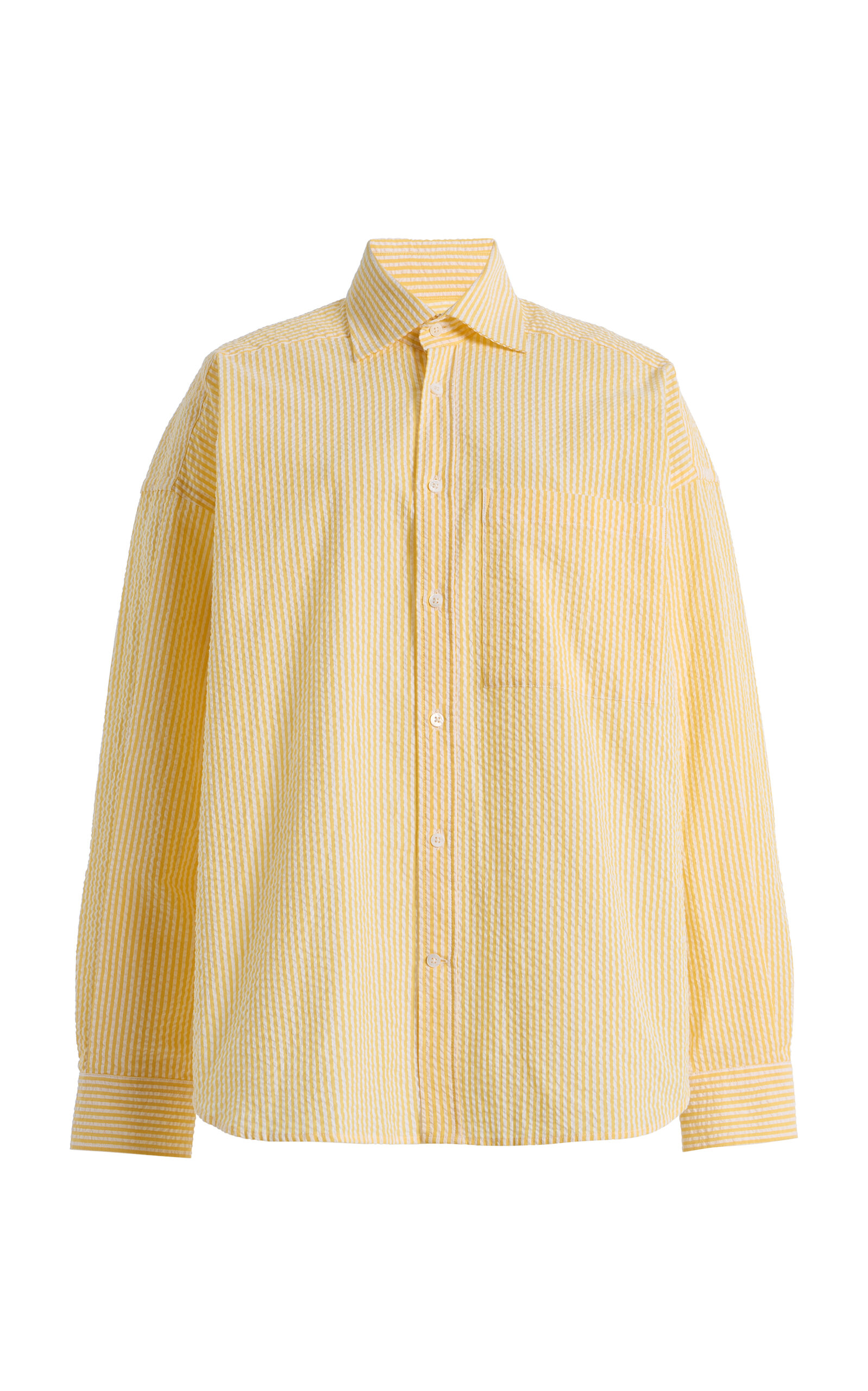 With Nothing Underneath With Nothing Underneath Exclusive The Weekend Striped Cotton Seersucker Shirt