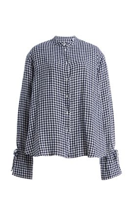 With Nothing Underneath With Nothing Underneath Exclusive TieCuff Gingham Linen Shirt