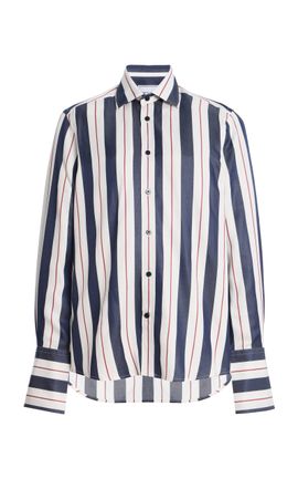 With Nothing Underneath With Nothing Underneath The Boyfriend ExaggeratedCuff Striped Shirt