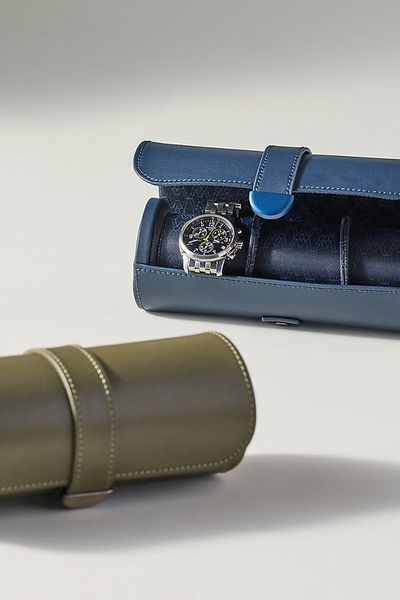 WOLF Earth Travel Leather Triple Watch Roll