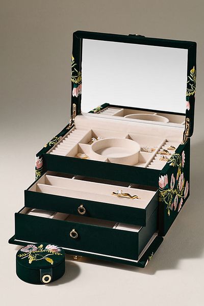 WOLF Zoe Velvet Floral Embroidered Jewelry Box