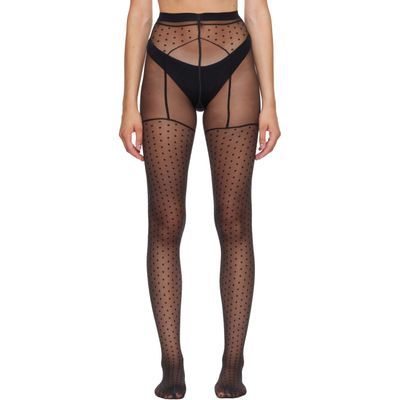 Wolford Wolford Black Dotted Garter Belt Tights