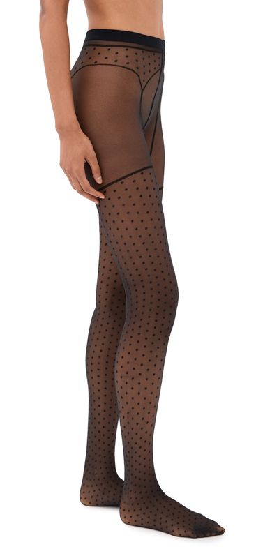 Wolford Wolford Dotted Garter Belt Tights Black/Black