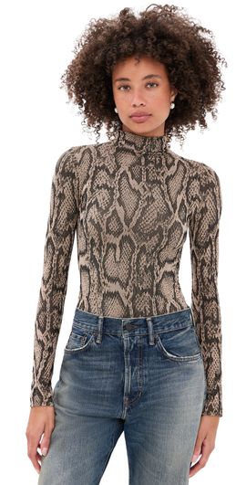Wolford Wolford Shimmering Python Thong Bodysuit Desert Python