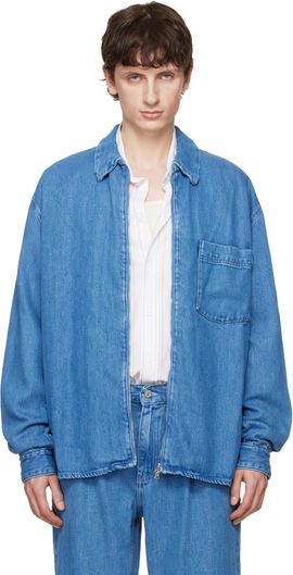 Won Hundred Won Hundred Blue Zayne Denim Zip Shirt