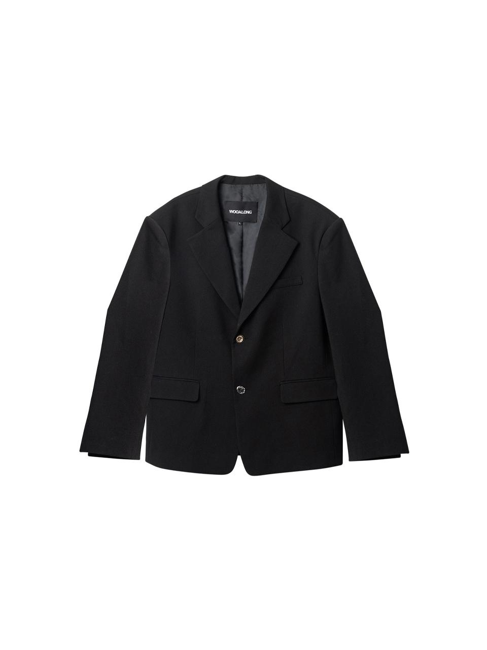 WOOALONG Antique button semi-over blazer [BLACK]