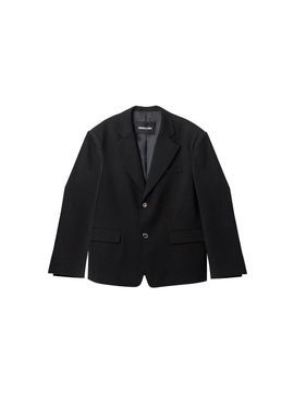 WOOALONG Antique button semi-over blazer [BLACK]