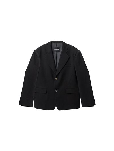 WOOALONG Antique button semi-over blazer [BLACK]