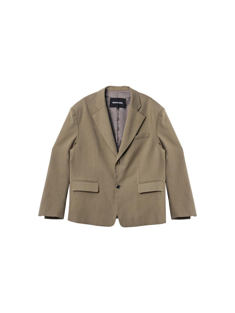 WOOALONG Antique button semi-over blazer [MOCHA]