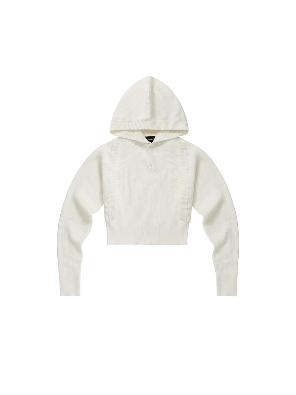 WOOALONG Bolero Knit Hood Hoodie [WHITE]