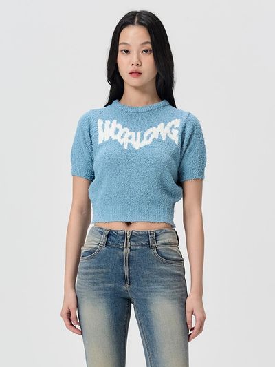WOOALONG Boucle Round Neck Knit Sweater [SKY BLUE]