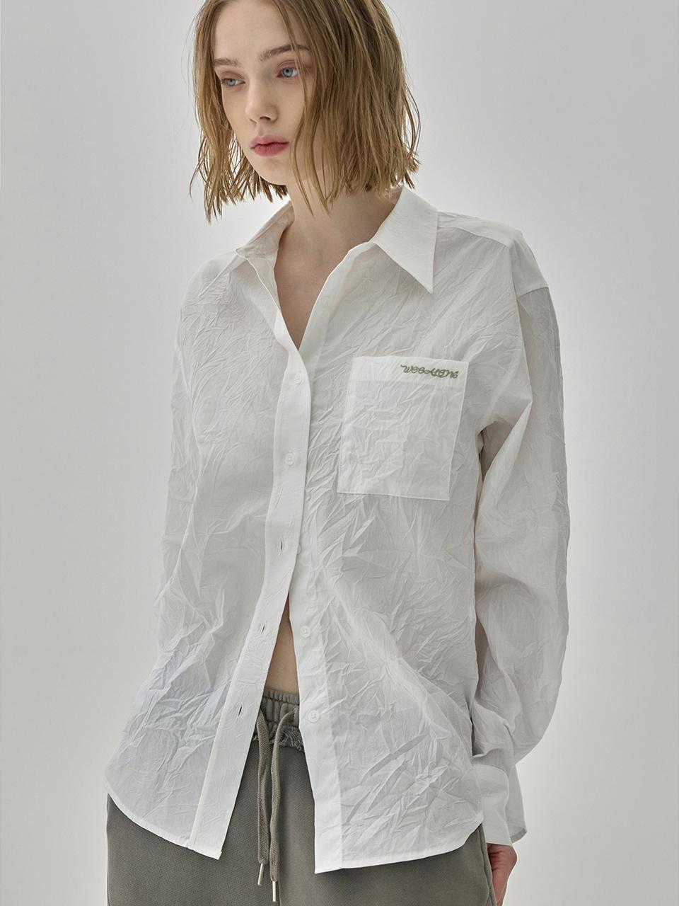 WOOALONG Crease Basic Shirt [WHITE]