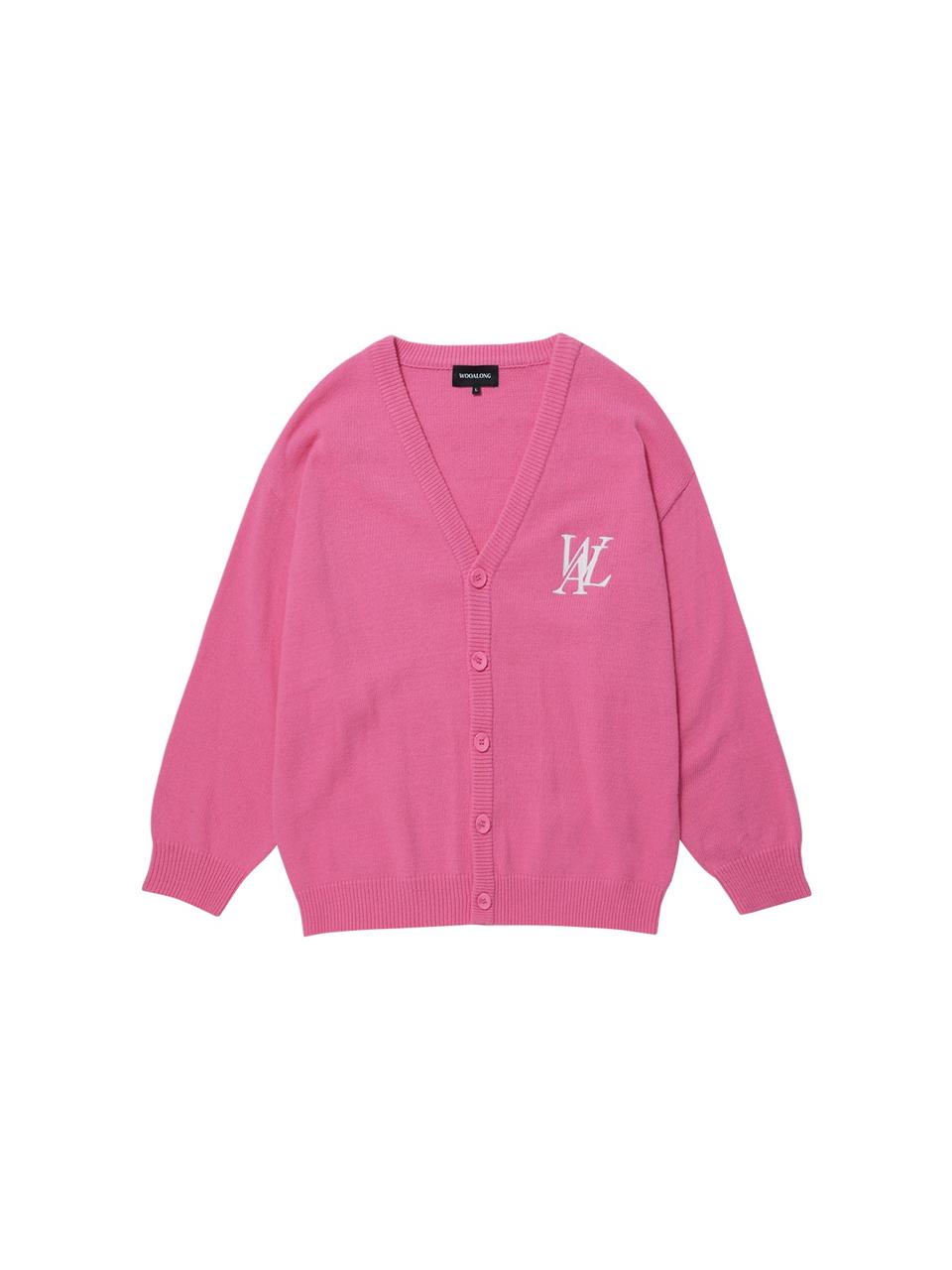 WOOALONG Signature Daily Over Fit Knit Cardigan [MAGENTA]