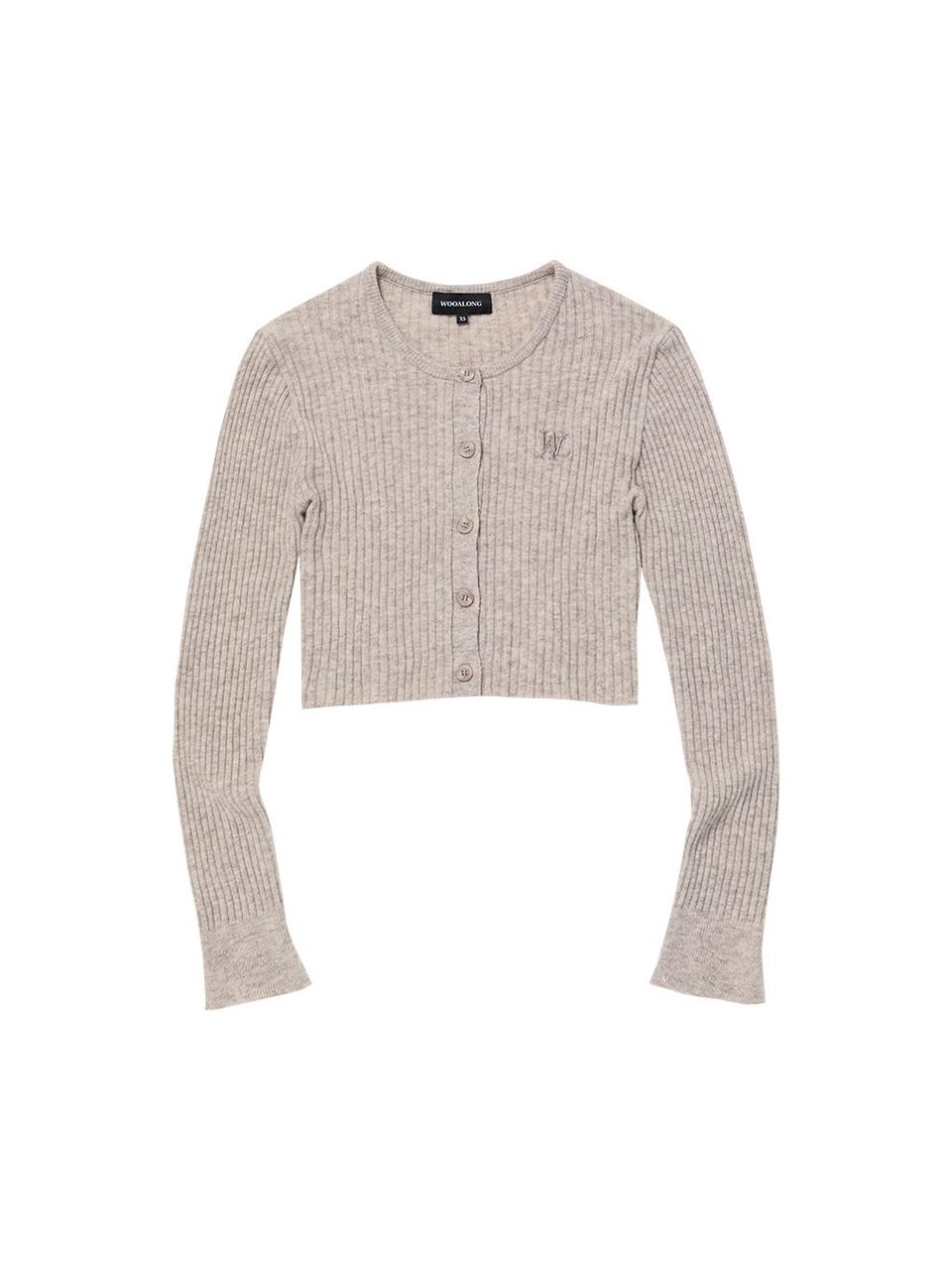 WOOALONG Signature Slim Basic Crop Cardigan [Light Brown]