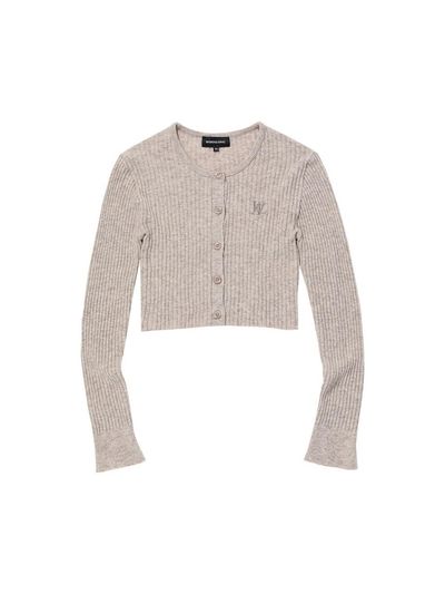 WOOALONG Signature Slim Basic Crop Cardigan [Light Brown]