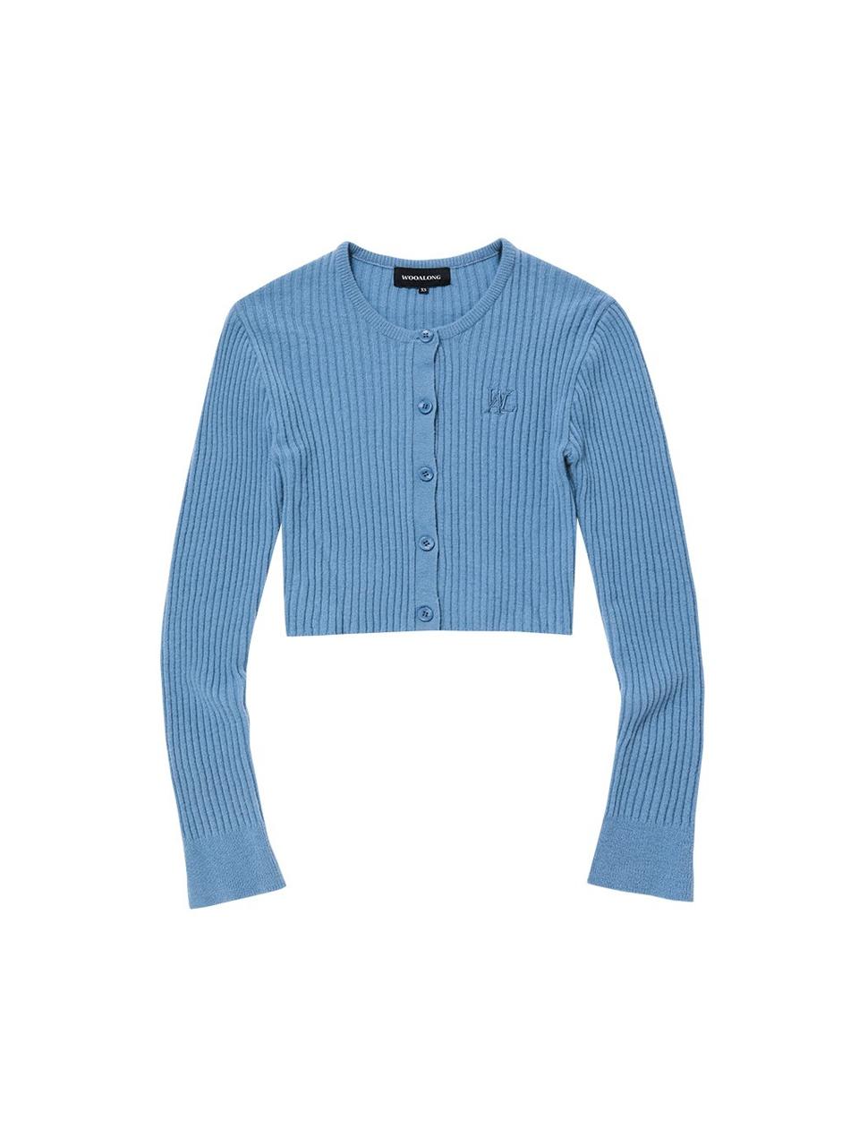 WOOALONG Signature Slim Basic Crop Cardigan [SKY BLUE]