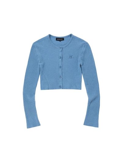 WOOALONG Signature Slim Basic Crop Cardigan [SKY BLUE]