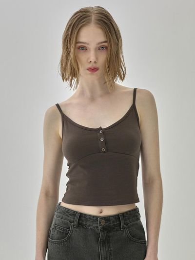 WOOALONG Skin Soft Tank Top [TAN BROWN]