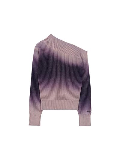 WOOALONG Spray One-Off Shoulder Sweater [ASH BEIGE]