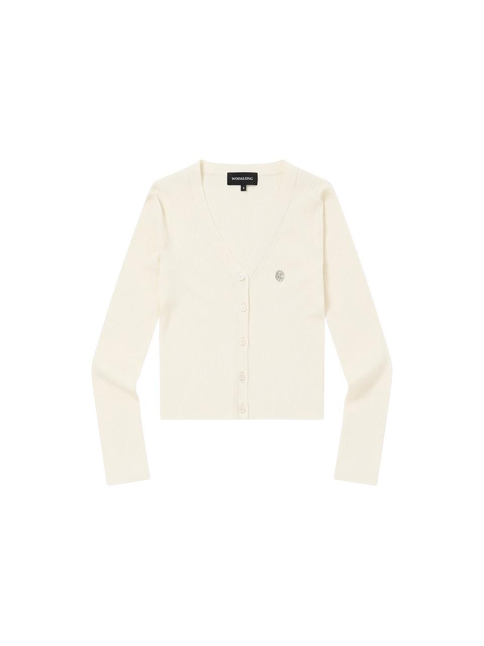 WOOALONG V-neck Slim Cardigan [IVORY]