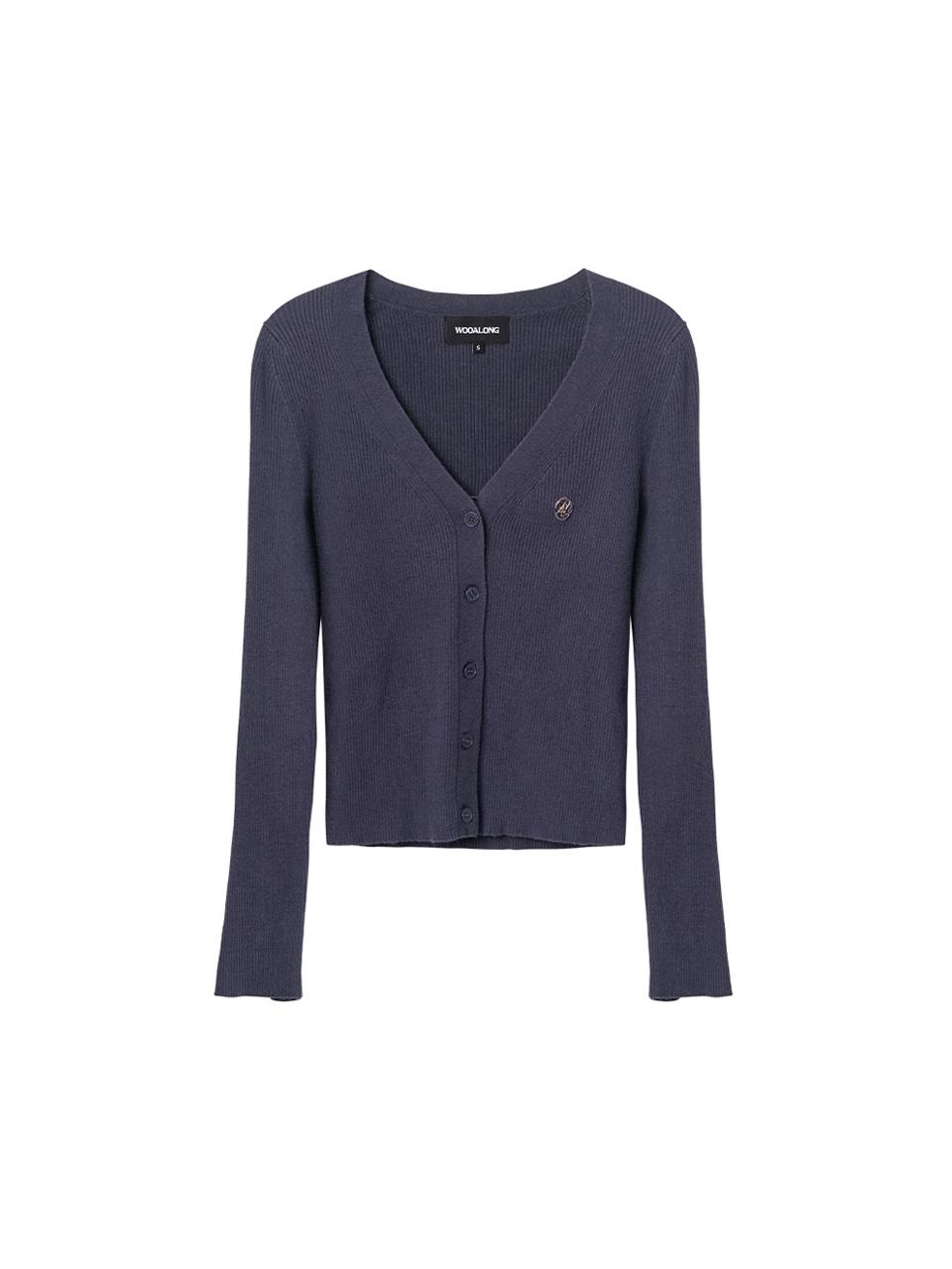 WOOALONG V-neck Slim Knit Cardigan [DEEP PURPLE]