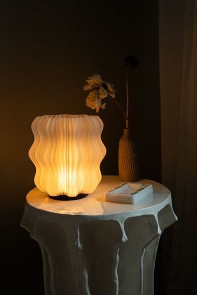 Wooj Design Wooj Design The Cordless Mini Wavy Lamp in Natural at Urban Outfitters