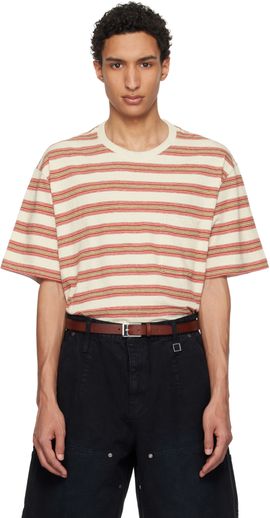 WOOYOUNGMI WOOYOUNGMI Beige & Red Stripe T-shirt
