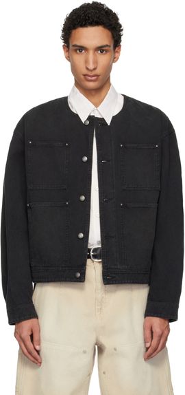 WOOYOUNGMI WOOYOUNGMI Black Collarless Dyed Jacket