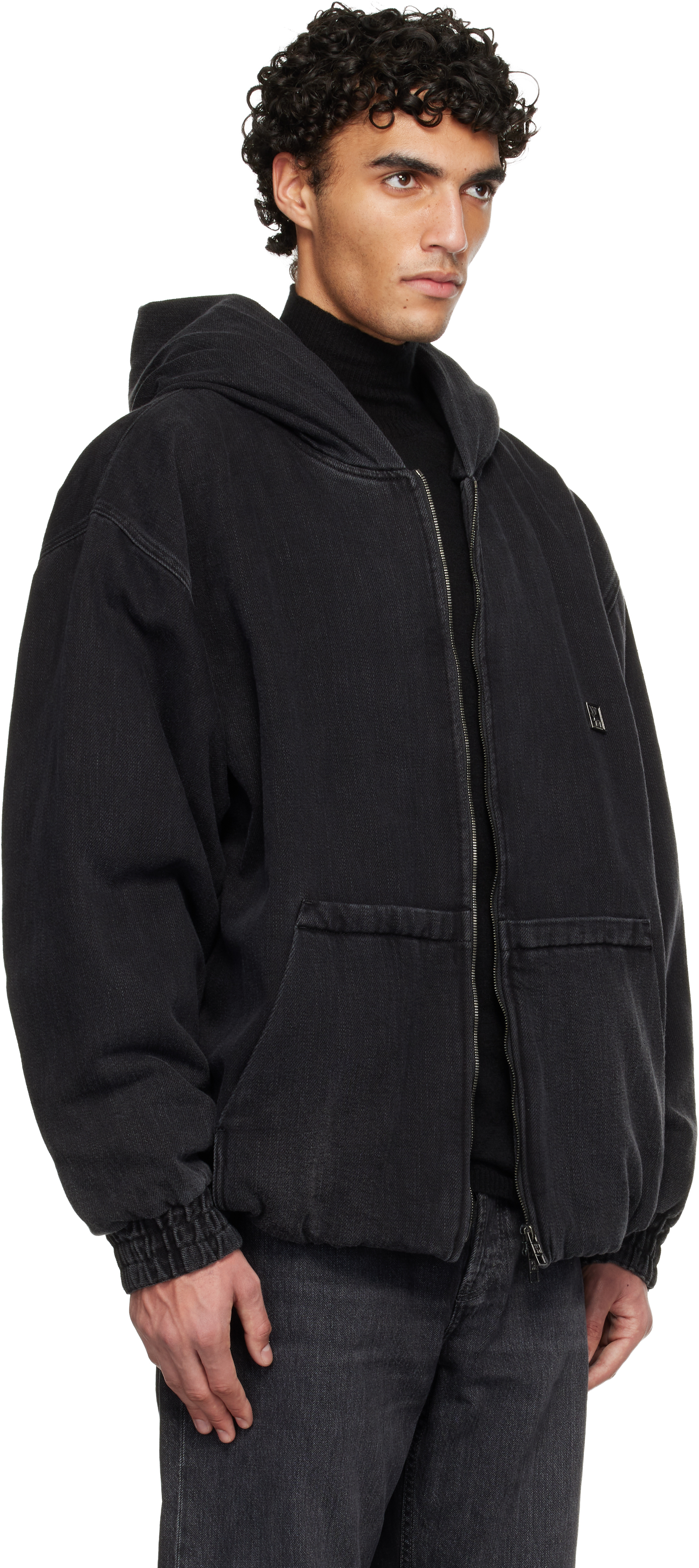 WOOYOUNGMI - Black Denim Hooded Jacket