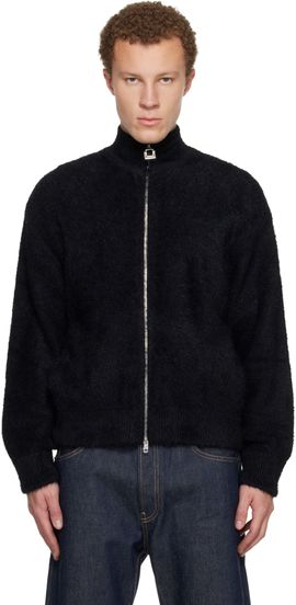WOOYOUNGMI WOOYOUNGMI Black Hairy Zip-up Sweater