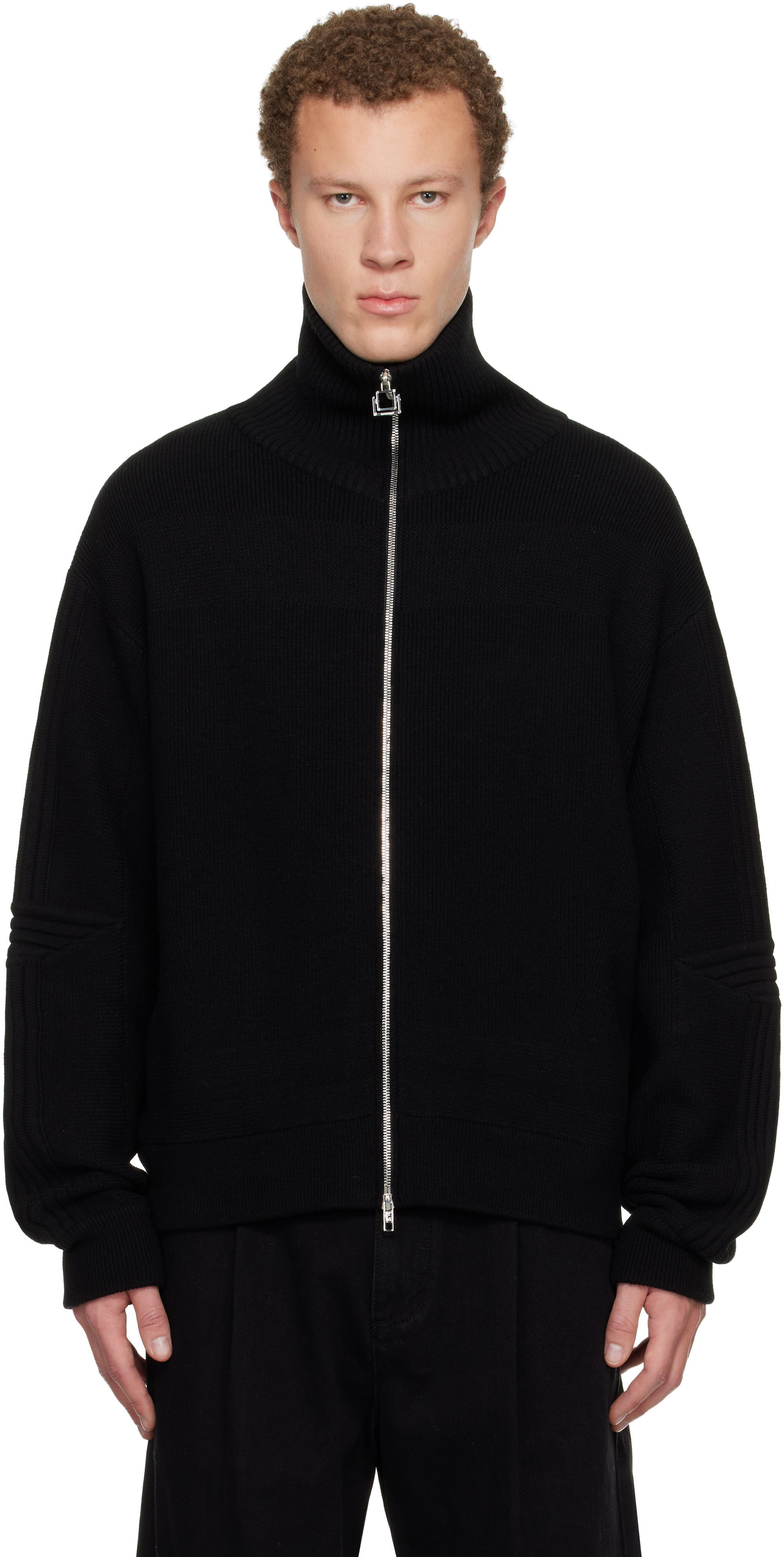 WOOYOUNGMI - Black High-Neck Zip-Up Sweater