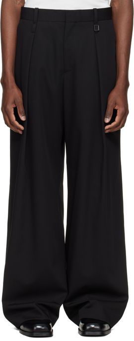 WOOYOUNGMI WOOYOUNGMI Black One-Tuck Wide Wool Trousers