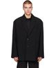 WOOYOUNGMI WOOYOUNGMI Black Oversized Wool Blazer - 1