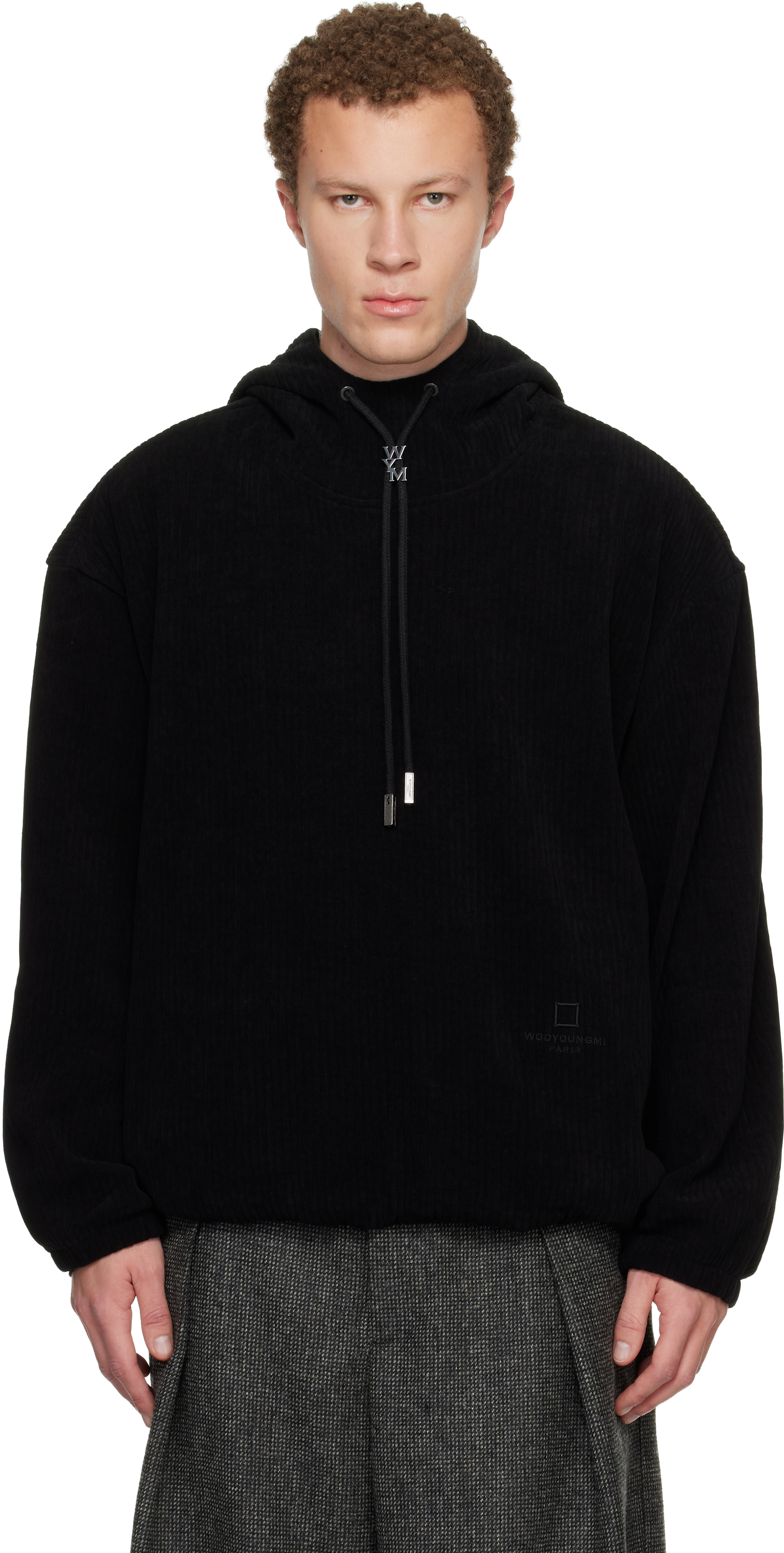 WOOYOUNGMI - Black High-Neck Zip-Up Sweater