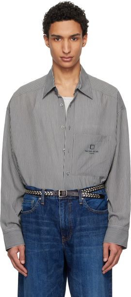 WOOYOUNGMI WOOYOUNGMI Black Stripe Over Size Shirt