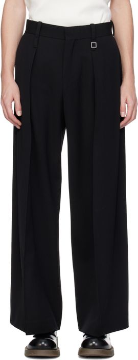 WOOYOUNGMI WOOYOUNGMI Black Two Tuck Wide Trousers