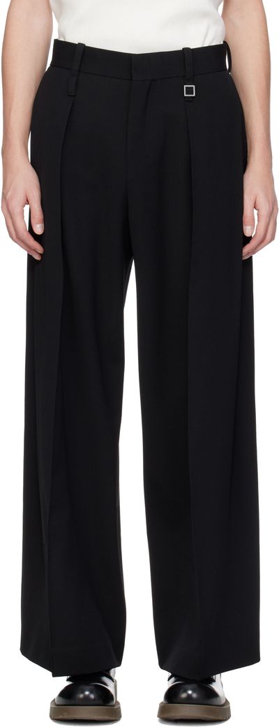 WOOYOUNGMI WOOYOUNGMI Black Two Tuck Wide Trousers