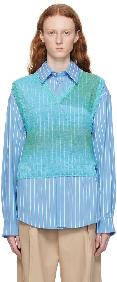 WOOYOUNGMI WOOYOUNGMI Blue Gradient Stripe Vest