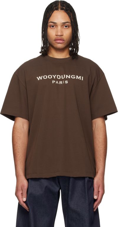 WOOYOUNGMI WOOYOUNGMI Brown Printed Logo T-shirt