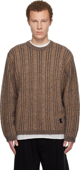 WOOYOUNGMI WOOYOUNGMI Brown Wool Blend Herringbone Sweater