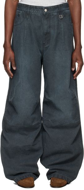 WOOYOUNGMI WOOYOUNGMI Gray 3D Wide Dyed Trousers