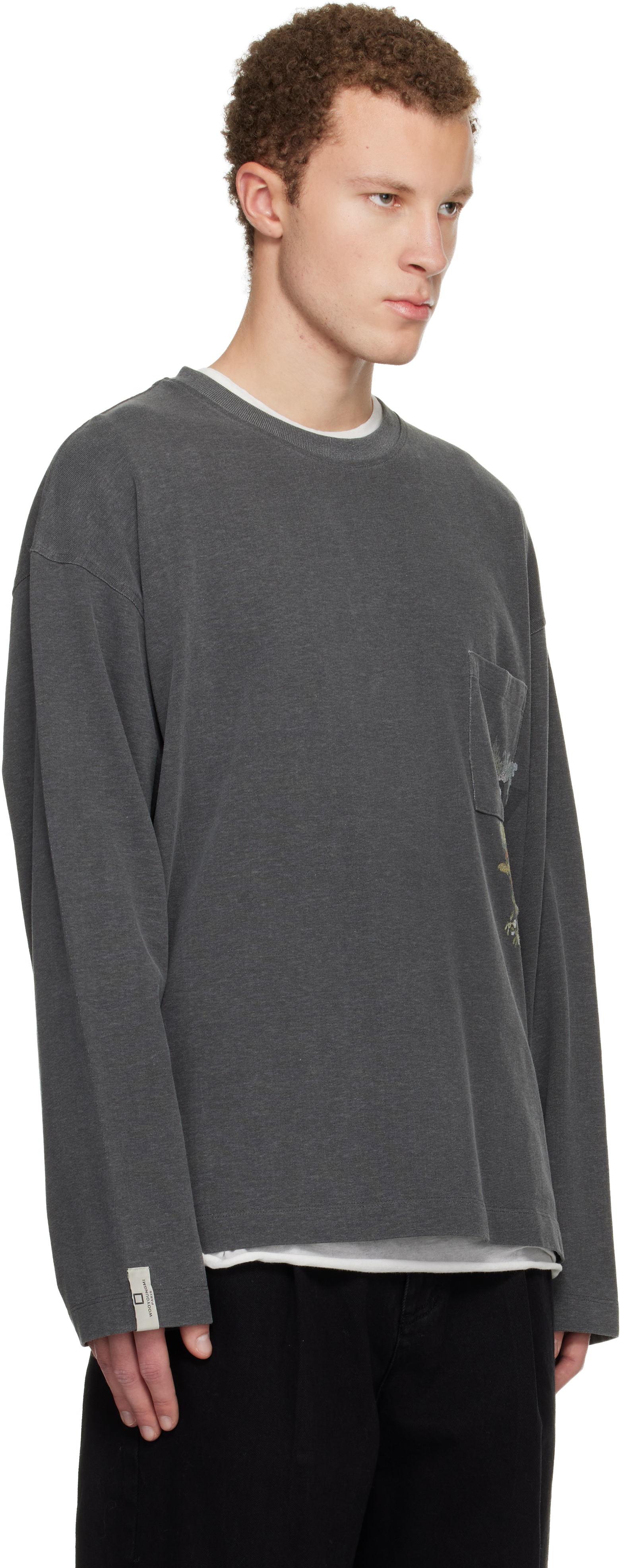 WOOYOUNGMI - Gray Minhwa Logo Long Sleeve T-shirt