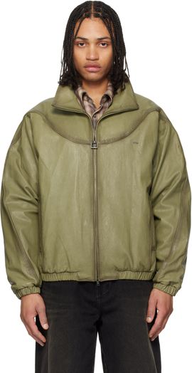 WOOYOUNGMI WOOYOUNGMI Khaki High Neck Leather Jacket