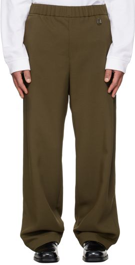 WOOYOUNGMI WOOYOUNGMI Khaki Twill Elasticized Waist Trousers