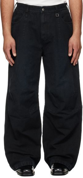WOOYOUNGMI WOOYOUNGMI Navy 3D Wide Dyed Jeans
