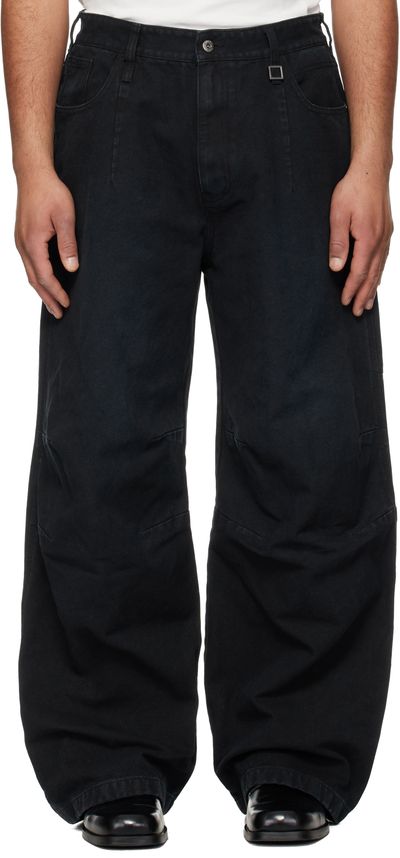 WOOYOUNGMI WOOYOUNGMI Navy 3D Wide Dyed Jeans
