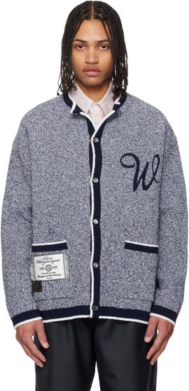 WOOYOUNGMI WOOYOUNGMI Navy Round Neck Logo Cardigan