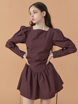 WOVEMENT Ballerina Cotton Dress_Red Check WBBFOP019CK